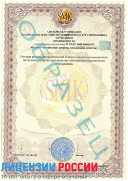 Образец сертификата соответствия (приложение) Бахчисарай Сертификат ISO 13485
