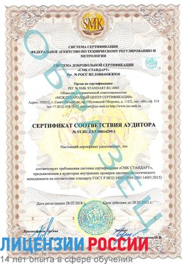 Образец сертификата соответствия аудитора №ST.RU.EXP.00014299-1 Бахчисарай Сертификат ISO 14001